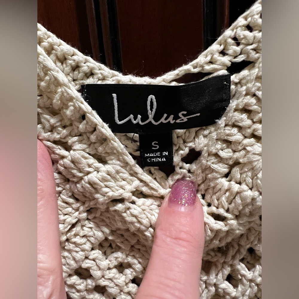 Lulu's Cream Crochet Knit Top - - Picture 2 of 4